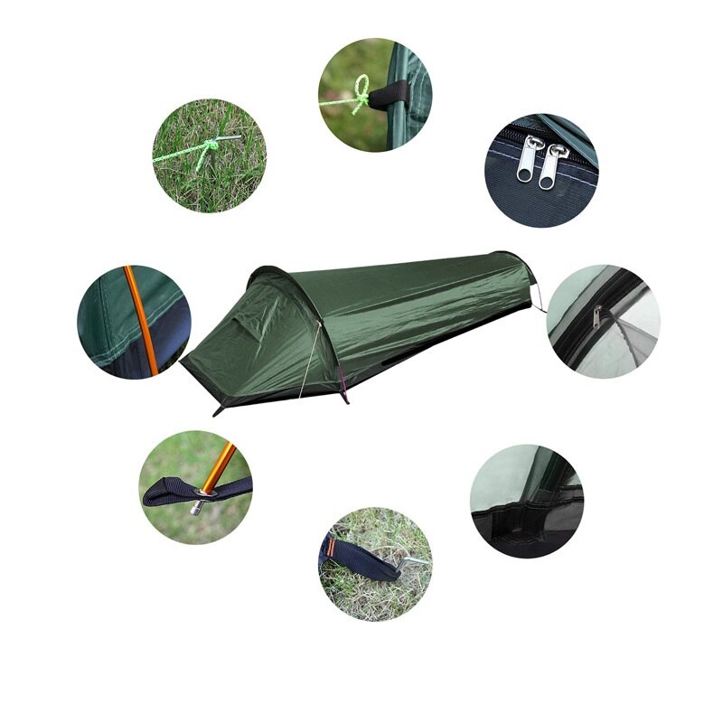 Cheap Goat Tents Outdoor Ultralight One man Tent For Tourism Cycling Camping Tents Backpacking Waterproof Sleeping Bag Car Travel Equipment   